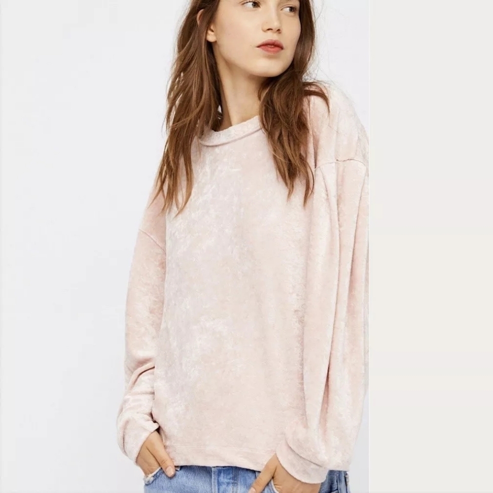 We The Free Milan Layering Top Crushed Velvet Blush - Picture 1 of 12
